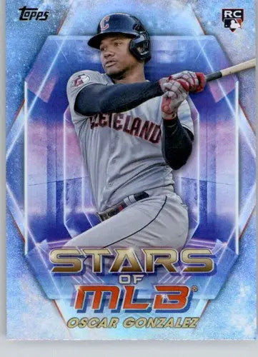 Original gloss 2023 Topps Stars Oscar Gonzalez baseball card Guardian NM-MT ID 56442