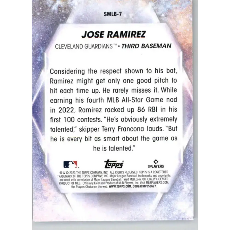 2023 Topps Stars of the MLB #SMLB-7 Jose Ramirez NM-MT Cleveland Guardians Baseball Card - Baseball Card Single