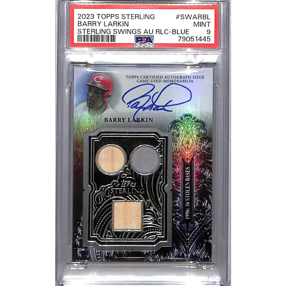 2023 Topps Sterling Swings #SWAR-BL Barry Larkin PSA 9 MINT MEM Auto 07/10 Cincinnati Reds - Baseball Card Single