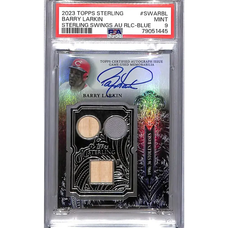 2023 Topps Sterling Swings #SWAR-BL Barry Larkin PSA 9 MINT MEM Auto 07/10 Cincinnati Reds - Baseball Card Single