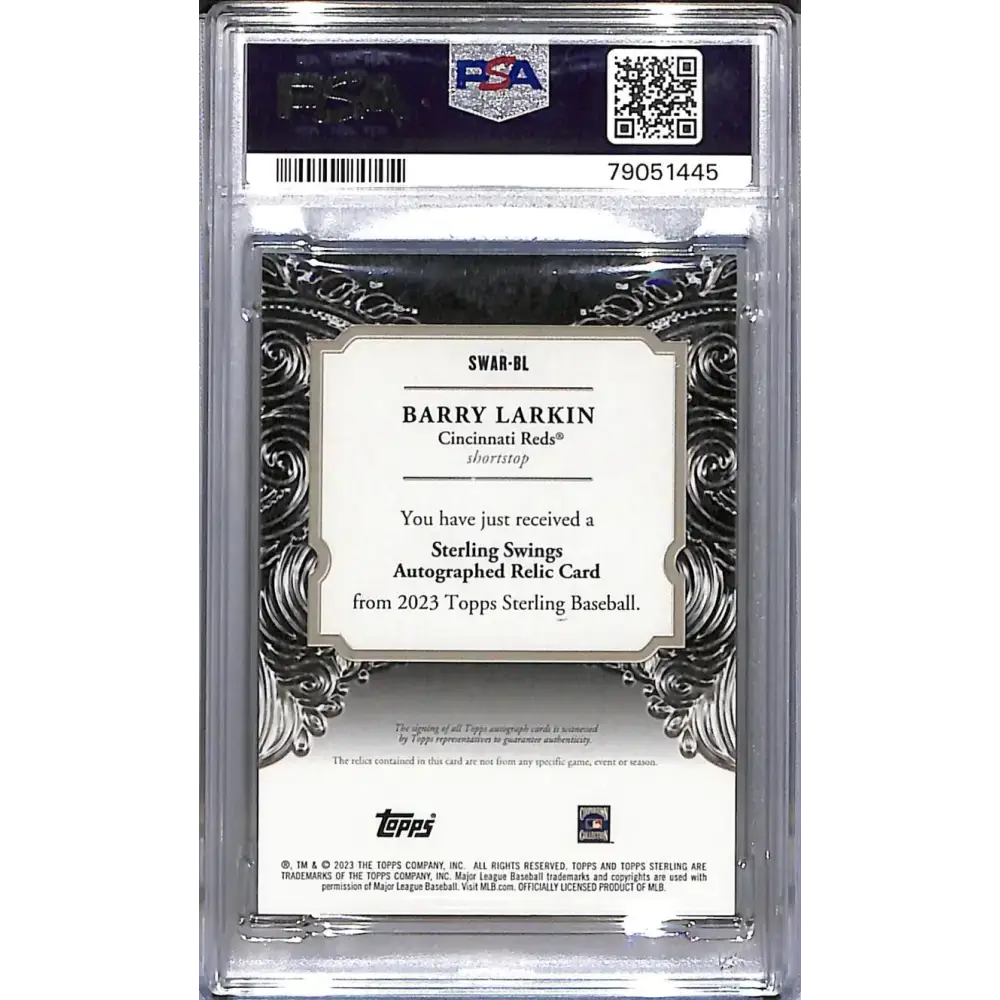 2023 Topps Sterling Swings #SWAR-BL Barry Larkin PSA 9 MINT MEM Auto 07/10 Cincinnati Reds - Baseball Card Single