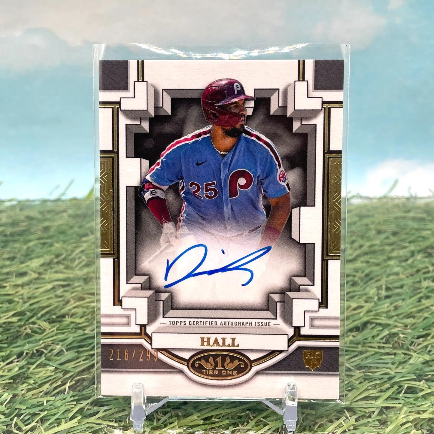 Baseball trading card of Philadelphia Phillies Darick Hall autographs rookie auto from Topps Tier