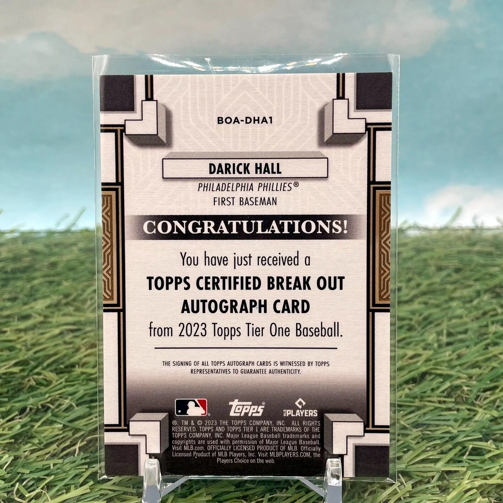 Topps Tier One Darick Hall Autographs Rookie Auto /299 Trading Card for Phillies Fans