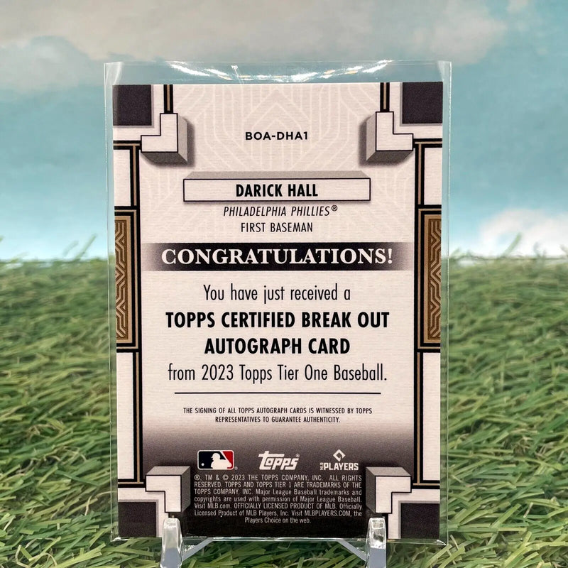 Topps Tier One Darick Hall Autographs Rookie Auto /299 Trading Card for Phillies Fans