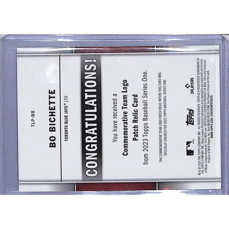 2023 Topps #TLP-BB Bo Bichette #/299 Toronto Blue Jays NM-MT Baseball Card - Baseball Card Single