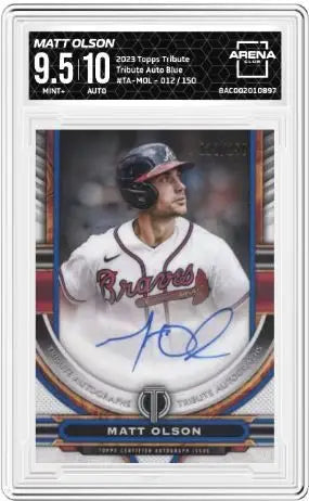 2023 Topps Tribute Matt Olson #TA-MOL Tribute Auto Blue 102/150 AC 9.5/10 - Baseball Card Single
