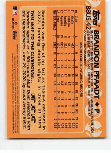 Brandon Pfaadt baseball card from 2023 Topps Update Series 1988 Baseball collection