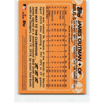 2023 Topps Update Series 1988 Baseball #88US-5 James Outman NM-MT Los Angeles Dodgers Baseball Card - Baseball Card