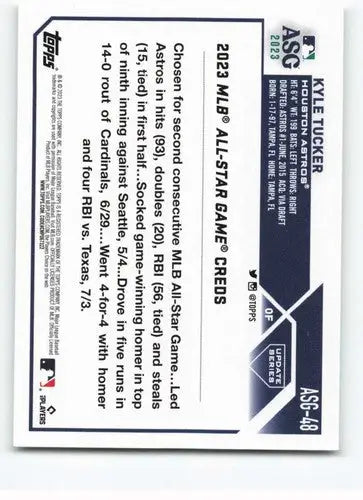 2023 Topps Update Series All-Star Game #ASG-48 Kyle Tucker NM-MT Astros ID:63816 - Baseball Card Single
