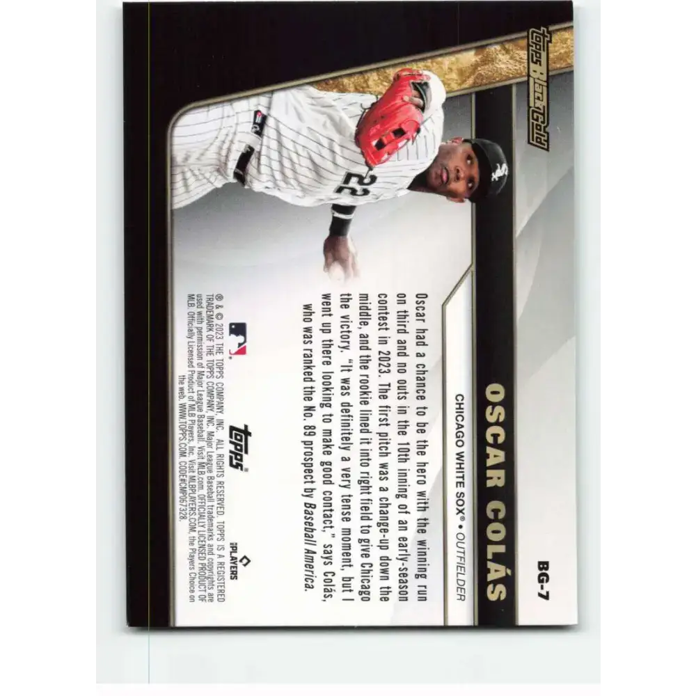 2023 Topps Update Series Black Gold #BG-7 Oscar Colas NM-MT Chicago White Sox Baseball Card - Baseball Card