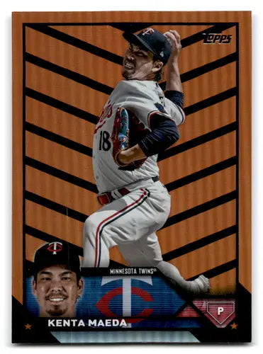 Kenta Maeda baseball card from 2023 Topps Update Series orange black foil
