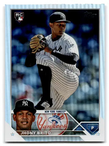 Original gloss Jhony Brito baseball card from 2023 Topps Update Series Rainbow Foil