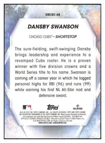 2023 Topps Update Series Stars of MLB Chrome Refractor #SMLBC-68 Dansby ID:73737 - Baseball Card Single