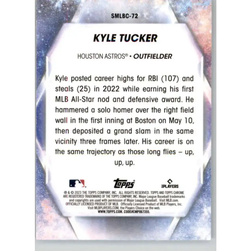 2023 Topps Update Series Stars of MLB Chrome Refractor #SMLBC-72 Kyle Tucker NM-MT Houston Astros Baseball Card
