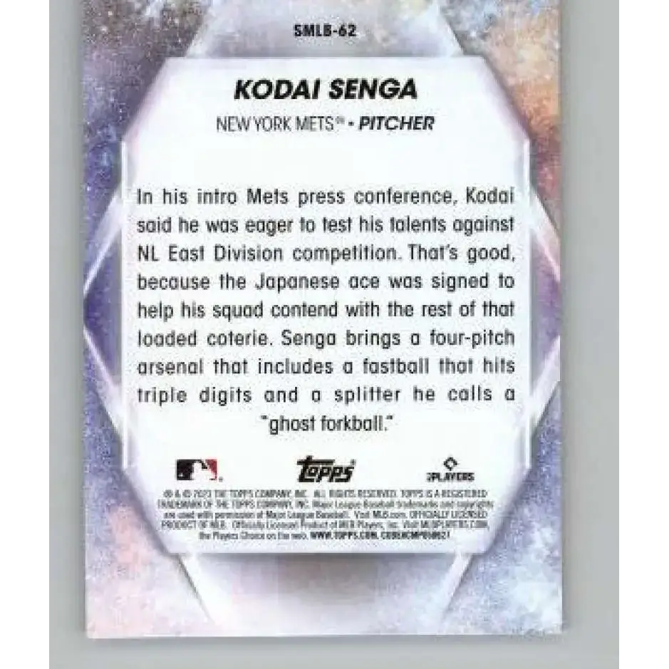 2023 Topps Update Series Stars of MLB #SMLB-62 Kodai Senga NM-MT New York Mets Baseball Card - Baseball Card Single