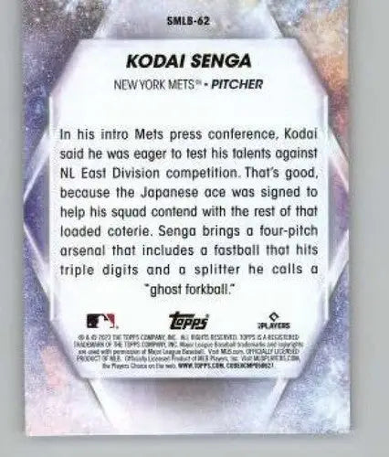 Kodai Senga baseball card from 2023 Topps Update Series with original gloss near mint