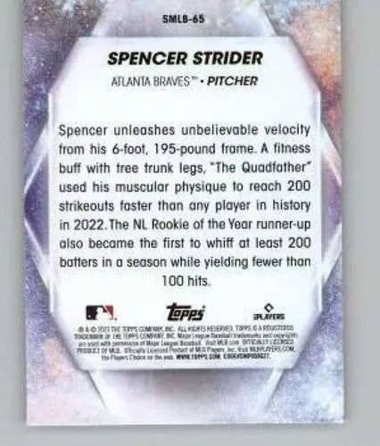 2023 Topps Update Series Stars of MLB #SMLB-65 Spencer Strider NM Near ID:65613 - Baseball Card Single