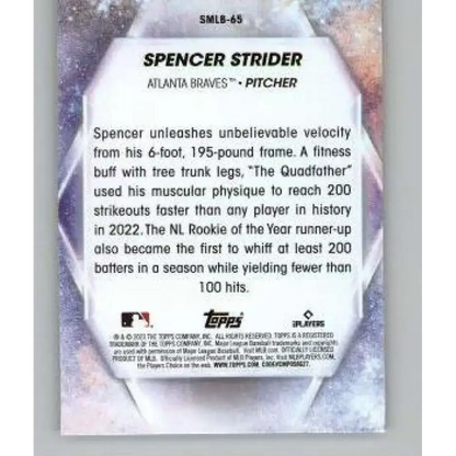 2023 Topps Update Series Stars of MLB #SMLB-65 Spencer Strider NM-MT Atlanta Braves Baseball Card