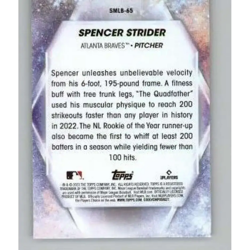 2023 Topps Update Series Stars of MLB #SMLB-65 Spencer Strider NM-MT Atlanta Braves Baseball Card - Baseball Card Single