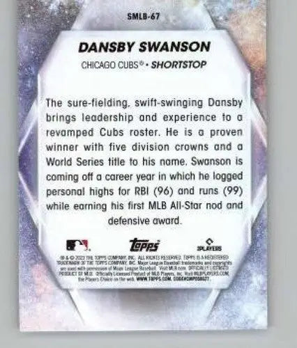 2023 Topps Update Series Stars of MLB #SMLB-67 Dansby Swanson NM-MT Cub ID:73739 - Baseball Card Single