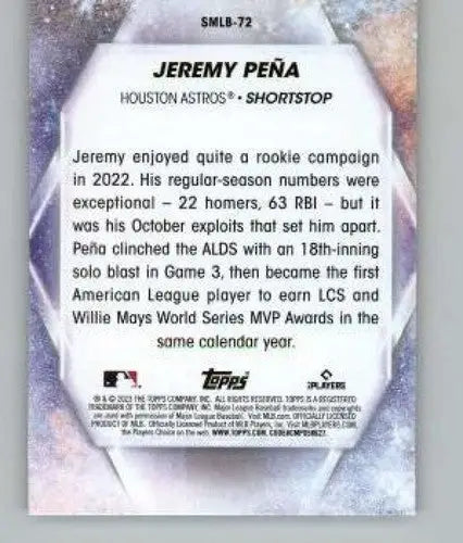 2023 Topps Update Series Stars of MLB #SMLB-72 Jeremy Pena NM-MT Astros ID:67614 - Baseball Card Single