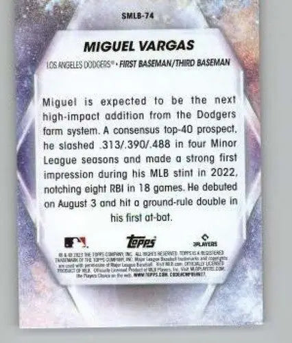 2023 Topps Update Series Stars of MLB #SMLB-74 Miguel Vargas NM-MT Dodg ID:66998 - Baseball Card Single
