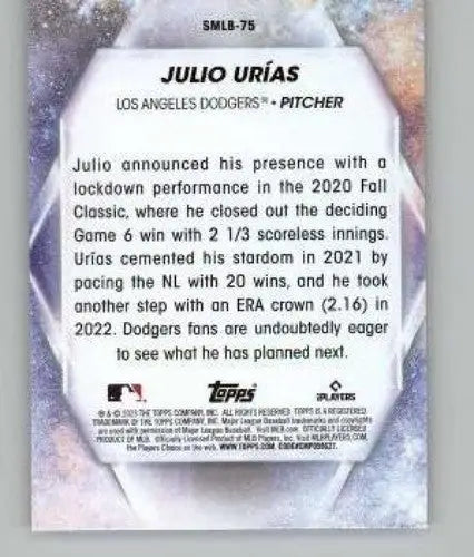 2023 Topps Update Series Stars of MLB #SMLB-75 Julio Urias NM-MT Dodger ID:67617 - Baseball Card Single