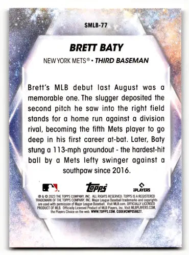 2023 Topps Update Series Stars of MLB #SMLB-77 Brett Baty NM-MT Mets ID:63811 - Baseball Card Single