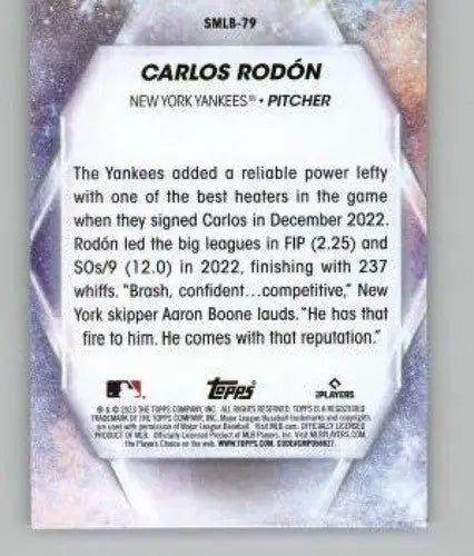 Carlos Rodon baseball card from Topps Update Series Stars of MLB with original gloss