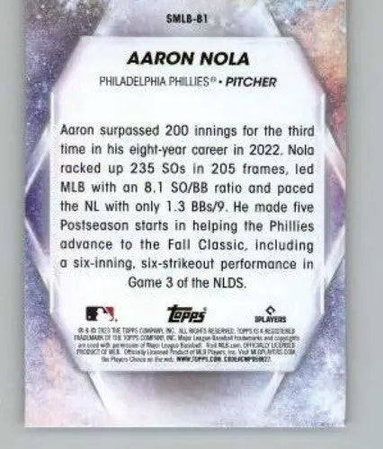 2023 Topps Update Series Stars of MLB #SMLB-81 Aaron Nola NM-MT Phillie ID:73743 - Baseball Card Single