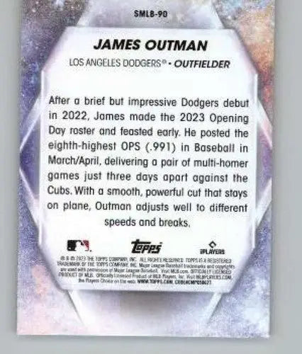 Baseball card back from 2023 Topps Update Series Stars of MLB James Outman
