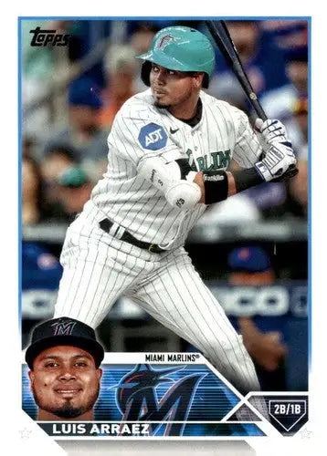 Luis Arraez baseball card from 2023 Topps Update Series, Near Mint Marlins card