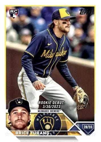 Original gloss US101 Brice Turang rookie baseball card from 2023 Topps Update Series