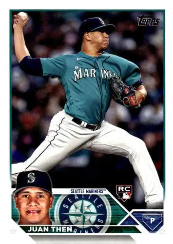 Juan Then baseball card from 2023 Topps Update Series with original gloss Mariners rookie