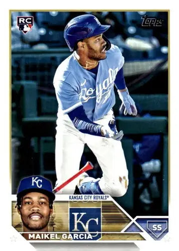 Maikel Garcia baseball card from 2023 Topps Update Series with original gloss and rookie card