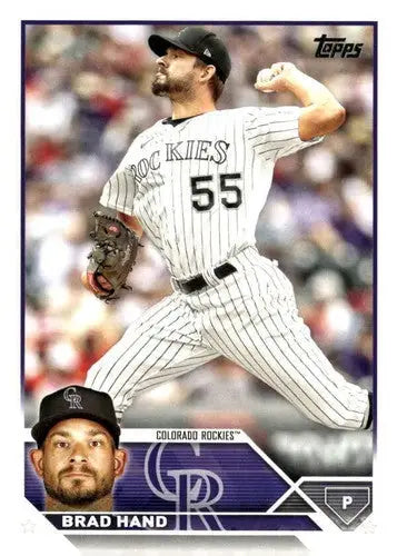 Original gloss 2023 Topps Update Series Brad Hand baseball card Rockies ID 65721