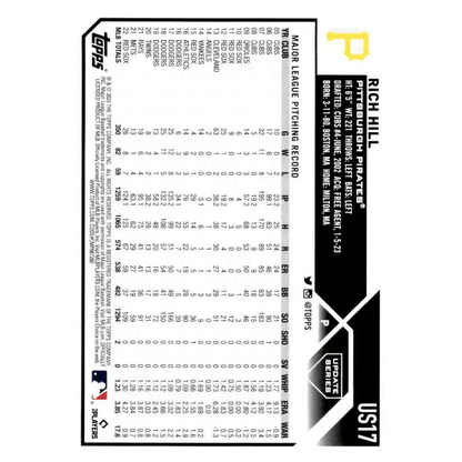 2023 Topps Update Series #US17 Rich Hill NM-MT Pittsburgh Pirates Baseball Card - Baseball Card