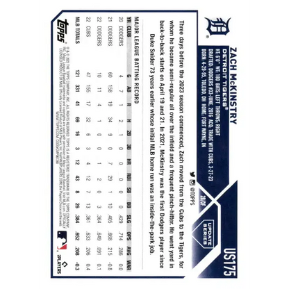 2023 Topps Update Series #US175 Zach McKinstry NM-MT Detroit Tigers Baseball Card - Baseball Card