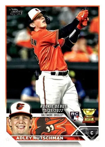 Adley Rutschman baseball card from 2023 Topps Update Series US180 with original gloss