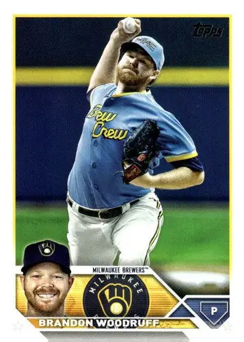 Original gloss 2023 Topps Update Series US184 Brandon Woodruff baseball card artwork