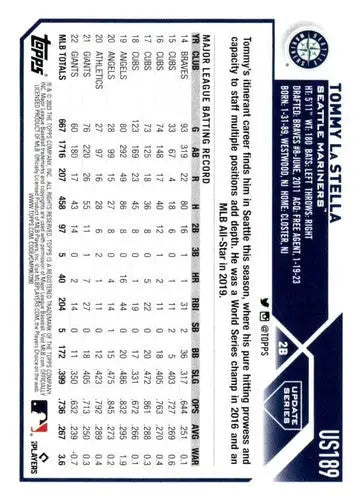 2023 Topps Update Series #US189 Tommy La Stella NM-MT Mariners ID:81183 - Baseball Card Single