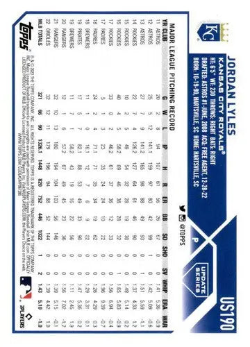 2023 Topps Update Series Jordan Lyles baseball card with original gloss near mint Royals