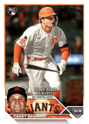 Original gloss 2023 Topps Update Series US198 Casey Schmitt rookie card from Giants