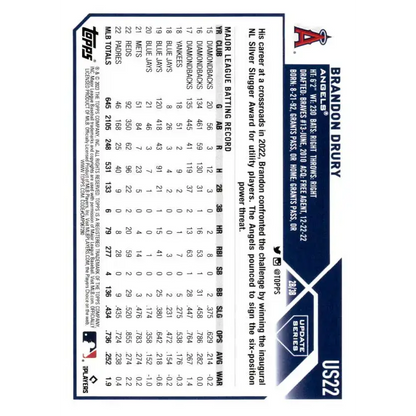 2023 Topps Update Series #US22 Brandon Drury NM-MT Los Angeles Angels Baseball Card