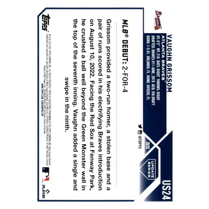 2023 Topps Update Series #US24 Vaughn Grissom NM-MT Atlanta Braves Baseball Card - Baseball Card