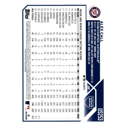 2023 Topps Update Series #US253 Alex Call NM-MT RC Rookie Washington Nationals Baseball Card - Baseball Card