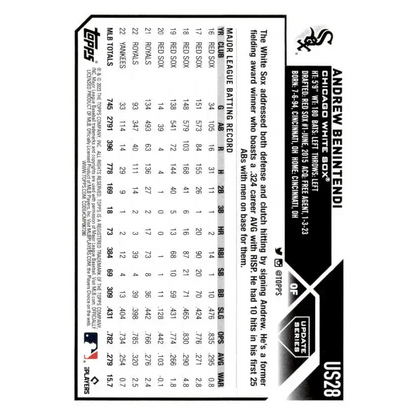 2023 Topps Update Series #US28 Andrew Benintendi NM-MT Chicago White Sox Baseball Card