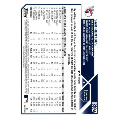 2023 Topps Update Series #US327 Sam Hentges NM-MT Cleveland Guardians Baseball Card - Baseball Card