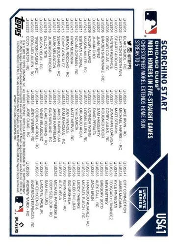 2023 Topps Update Series #US41 Christopher Morel NM Near Mint Cubs Seas ID:65652 - Baseball Card Single
