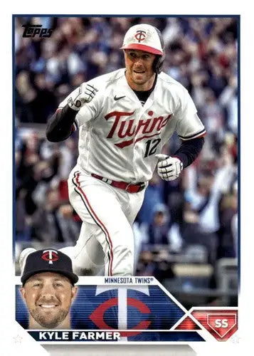 Original gloss 2023 Topps Update Series US57 Kyle Farmer Twins baseball card